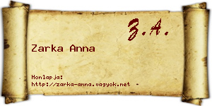 Zarka Anna névjegykártya